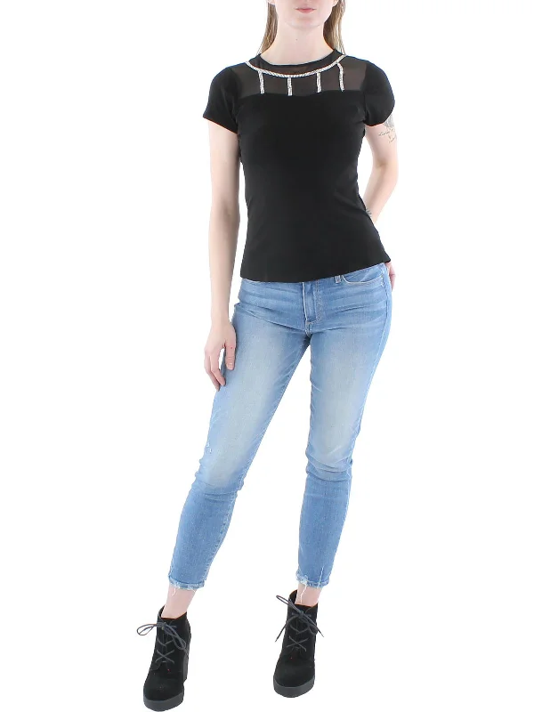 High-Quality Unisex Fashion Basics Holiday Attire Sale Petites Womens Crepe Rhinestone Pullover Top High-Quality Unisex Fashion Basics Holiday Attire Sale Petites Womens Crepe Rhinestone Pullover Top