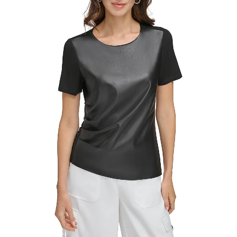 Urban-Inspired Unisex Fashion Trends Latest Fashion Womens Mixed Media Short Sleeve Pullover Top Urban-Inspired Unisex Fashion Trends Latest Fashion Womens Mixed Media Short Sleeve Pullover Top