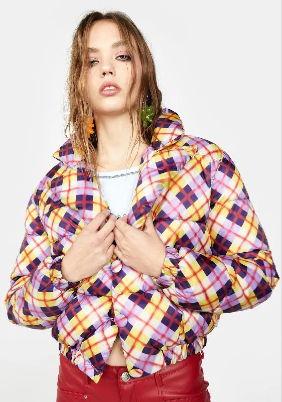 All Hail Me Plaid Puffer Jacket