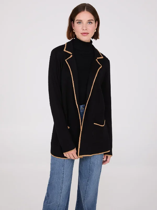 Contrast Piping One-Button Jacket