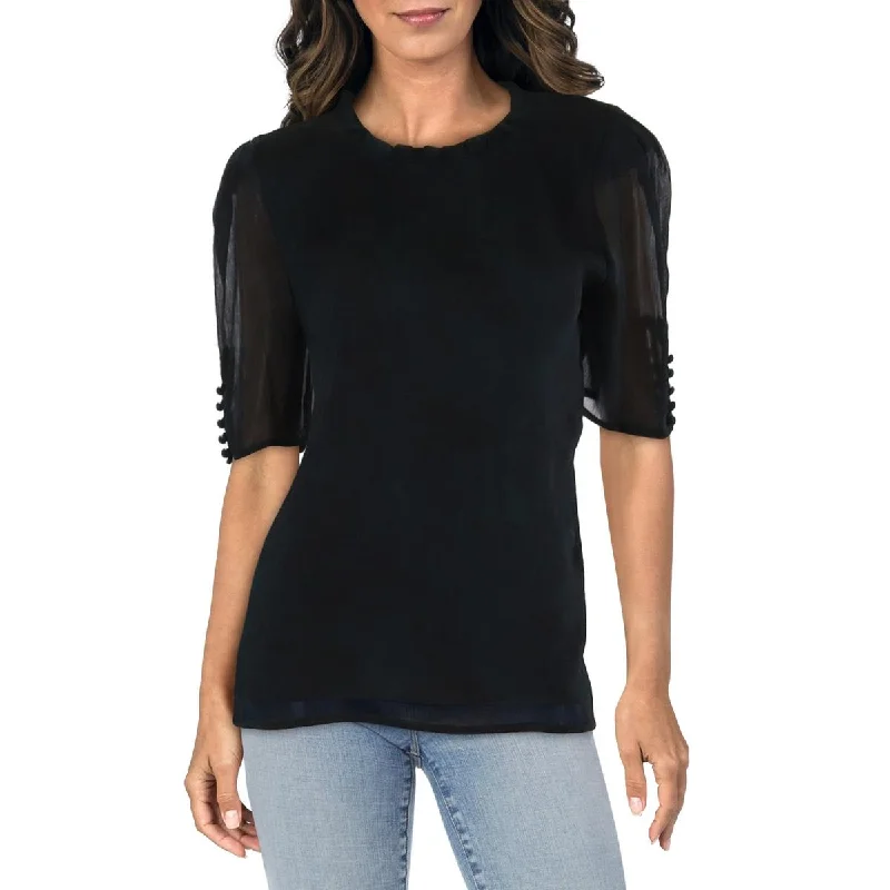 Elegant And Minimal Gender-Free Clothing Top Brand Discounts Womens Polyester Button Sleeve Pullover Top Elegant And Minimal Gender-Free Clothing Top Brand Discounts Womens Polyester Button Sleeve Pullover Top