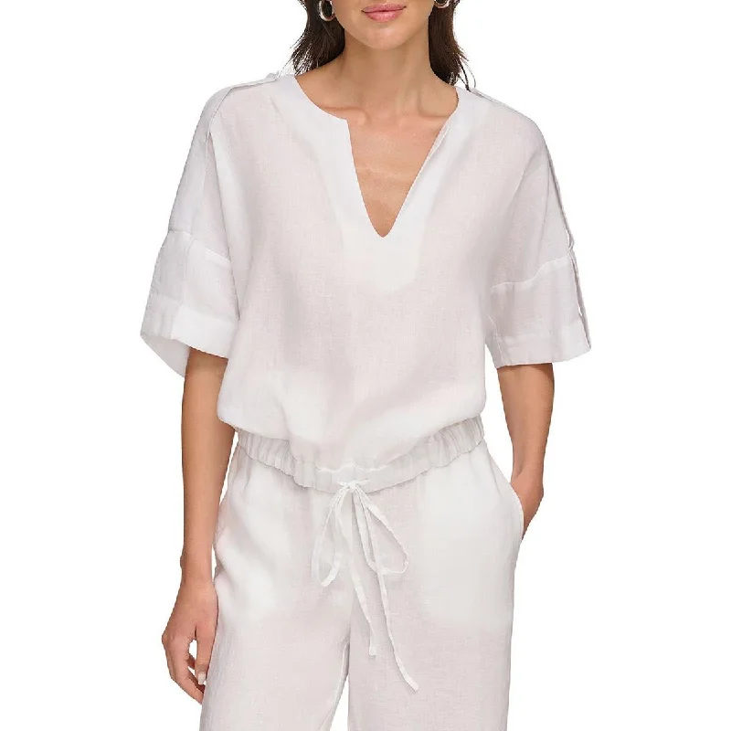 Oversized Unisex Fashion Pieces Casual Yet Chic Sales Womens Split-Neck Waistband Pullover Top Oversized Unisex Fashion Pieces Casual Yet Chic Sales Womens Split-Neck Waistband Pullover Top