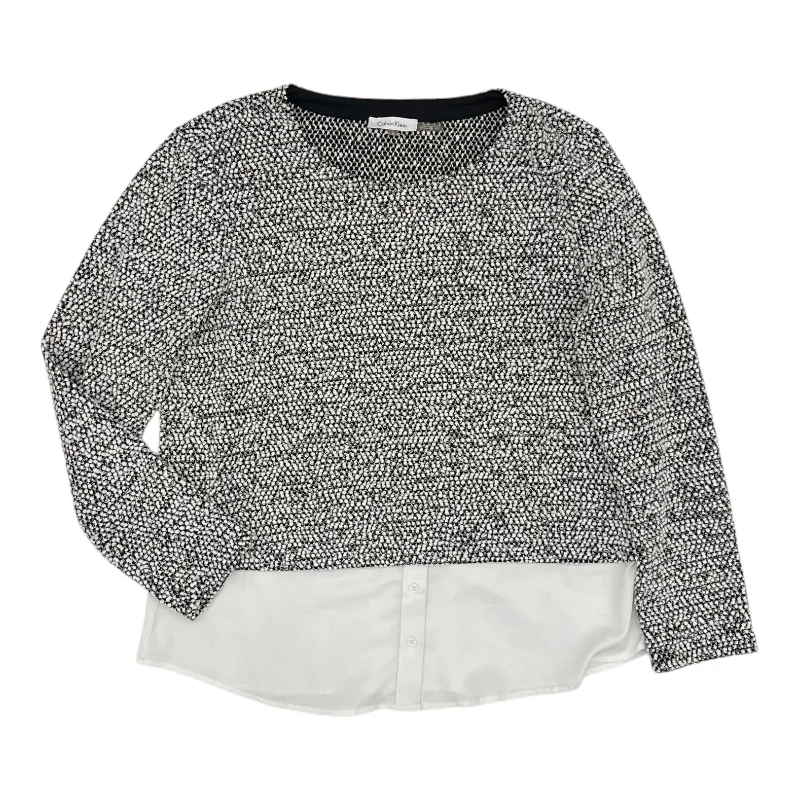 Sweater By Calvin Klein In Black & Cream, Size:L