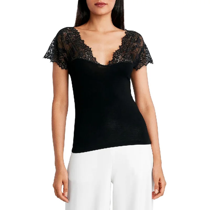 Contemporary Gender-Free Clothing Styles Classic Chic Deals Womens Lace Double V Pullover Top