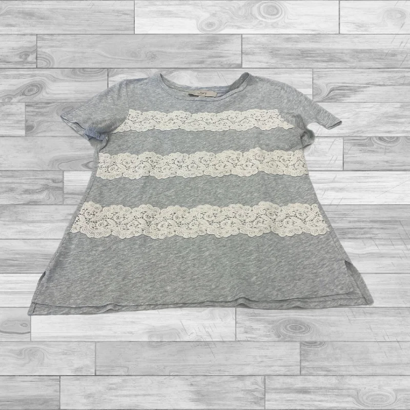 Grey Top Short Sleeve Loft, Size Xs