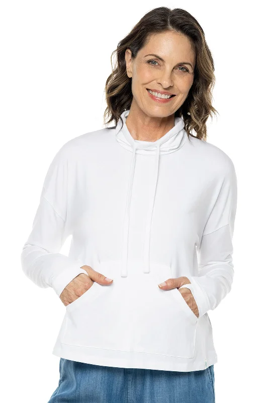 Versatile Gender-Free Wardrobe Essentials Seasonal Sale Women's Solana Mock Neck Pullover | White Versatile Gender-Free Wardrobe Essentials Seasonal Sale Women's Solana Mock Neck Pullover | White