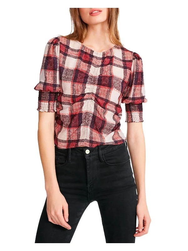 Elegant And Minimal Gender-Free Clothing Feminine Luxe Style Sale Idea Womens Plaid Rouched Pullover Top Elegant And Minimal Gender-Free Clothing Feminine Luxe Style Sale Idea Womens Plaid Rouched Pullover Top