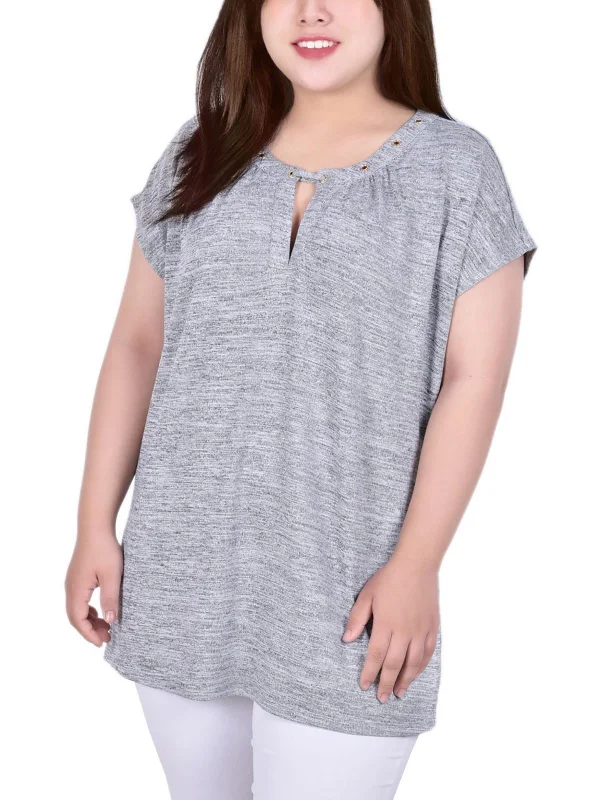 Minimalist Unisex Fashion Essentials Valentine's Special Plus Womens Heathered Knit Pullover Top