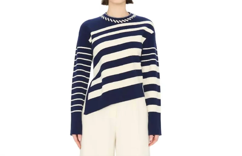 Minimalist Unisex Fashion Must-Haves Top Brand Discounts Dale Crewneck Pullover Top In Midnight Stripe Minimalist Unisex Fashion Must-Haves Top Brand Discounts Dale Crewneck Pullover Top In Midnight Stripe