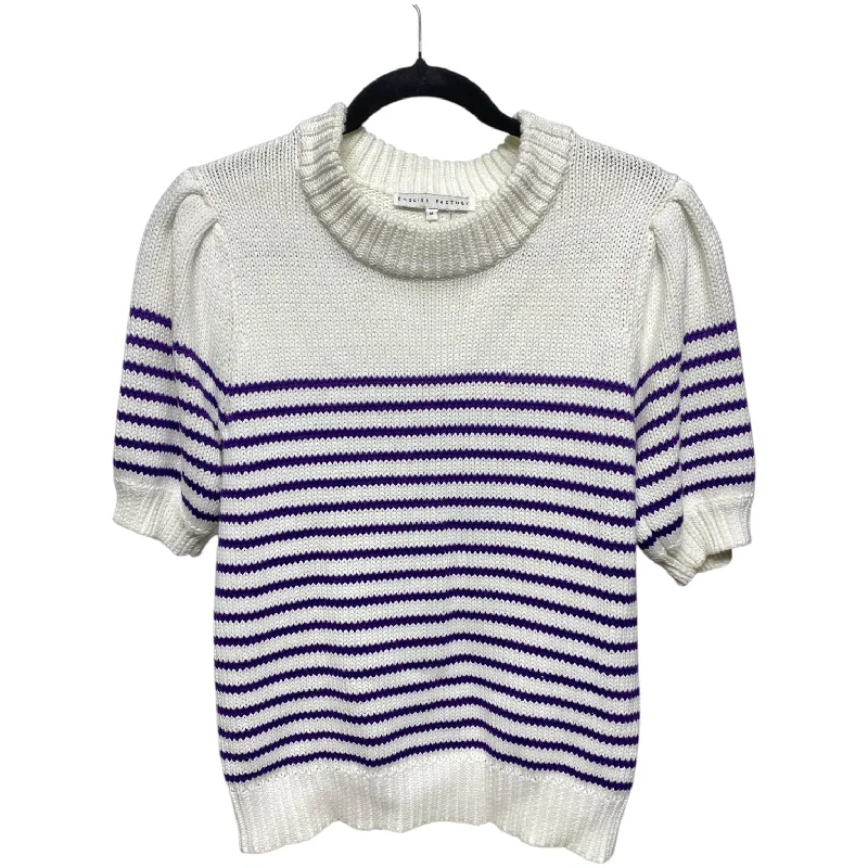 Sweater Short Sleeve By English Factory In Purple & White, Size: M