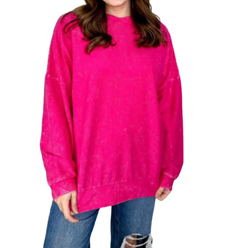 Versatile Clothing For All Genders Season Offer Alexis Corded Vintage Pullover In Pink