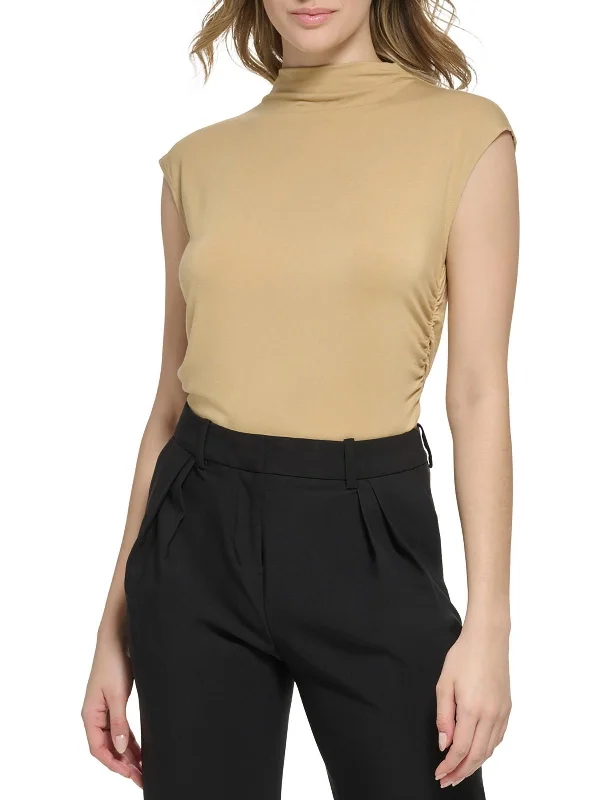 Comfortable And Stylish Unisex Outfits Limited Time Offers Womens Mock Neck Cap Sleeve Pullover Top