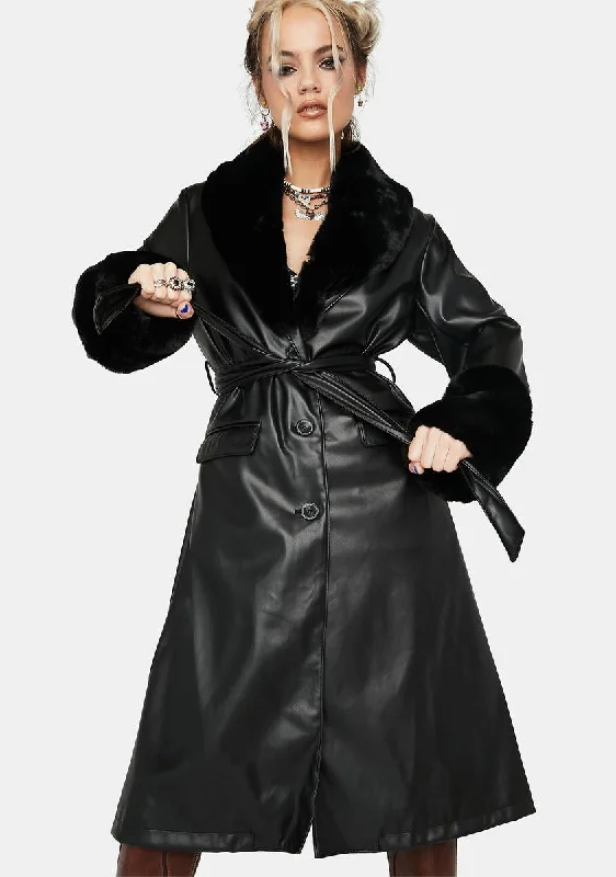 Heart Beat Here Vegan Leather Trench Coat