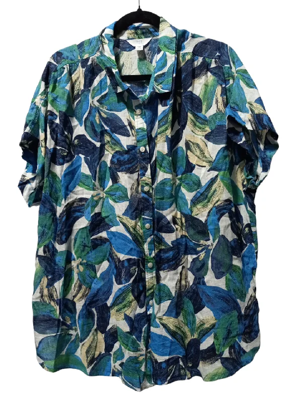 Tropical Print Top Short Sleeve Time And Tru, Size 2x