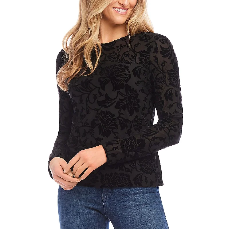 All-Season Unisex Clothing Collection Holiday Glam Womens Velvet Brunout Pullover Top All-Season Unisex Clothing Collection Holiday Glam Womens Velvet Brunout Pullover Top
