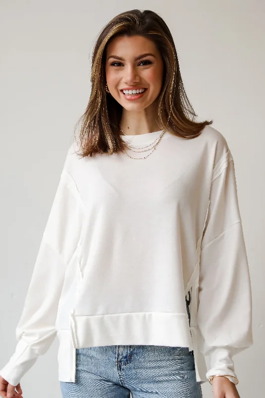 Comfortable And Stylish Unisex Outfits Seasonal Clearance FINAL SALE - Comfy Fascination Ivory Oversized Pullover Comfortable And Stylish Unisex Outfits Seasonal Clearance FINAL SALE - Comfy Fascination Ivory Oversized Pullover
