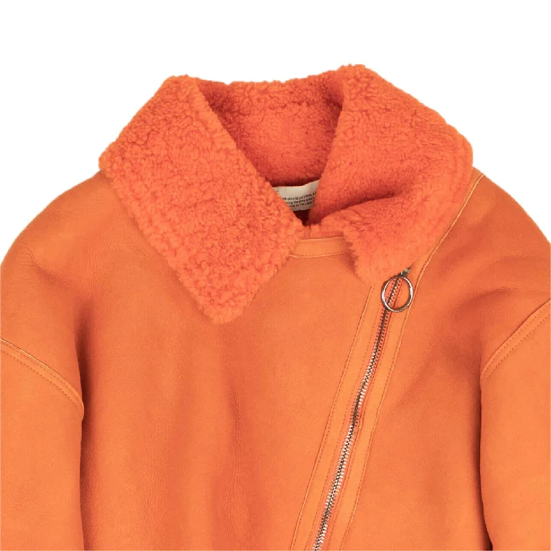 Off-White C/O Virgil Abloh Cropped Shearling Jacket - Orange