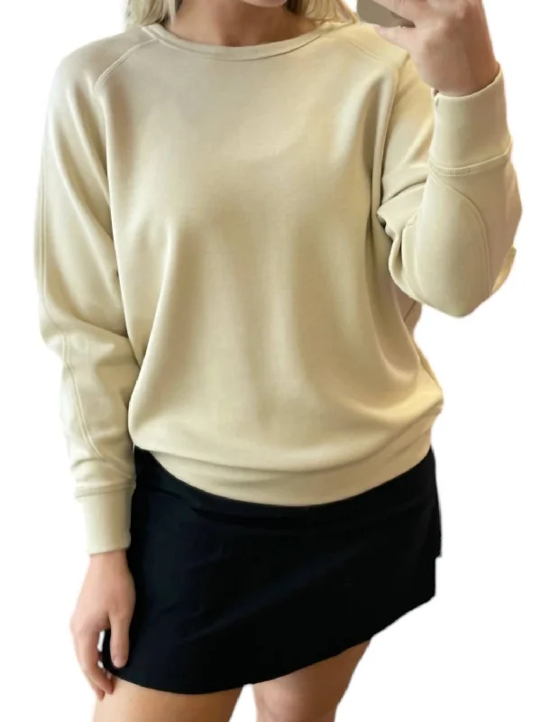 Contemporary Gender-Free Clothing Styles Cozy Chic Promotions Crew Neck Pullover Sweatshirt In Natural Contemporary Gender-Free Clothing Styles Cozy Chic Promotions Crew Neck Pullover Sweatshirt In Natural