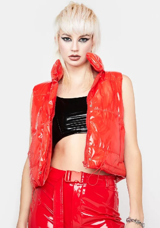 Women's Clothing Apparel Sets Fashionista Favorites Cherry Freaky Futuristic Puffer Vest