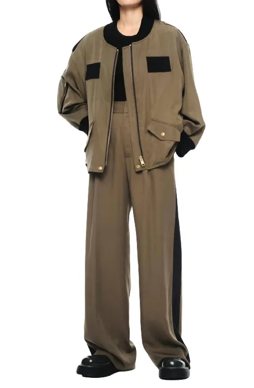 Women's Athletic Garments Dive Into Trendy Styles Oversize Bomber Jacket In Canteen
