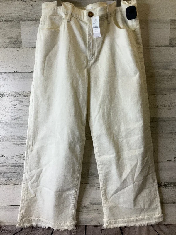 Jeans Wide Leg By Loft In Cream, Size: 10