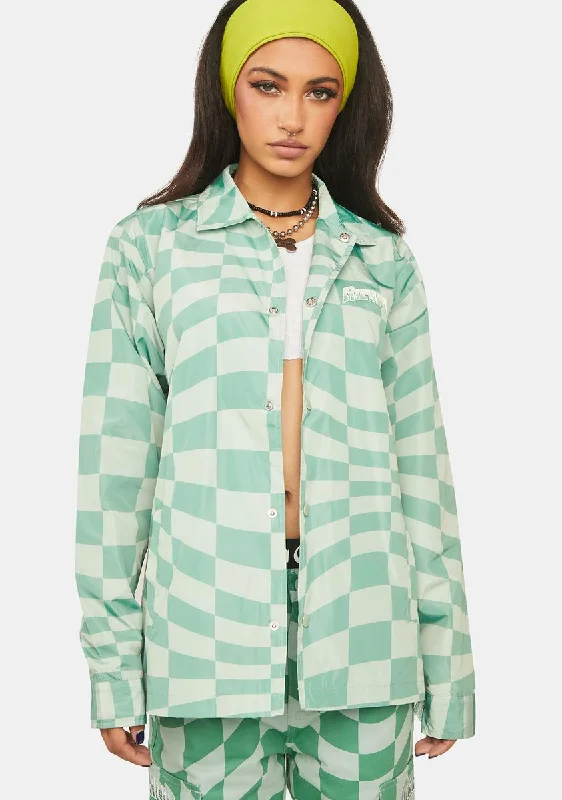 Women's Clothing Apparel Seasonal Fashion Checked Coaches Jacket