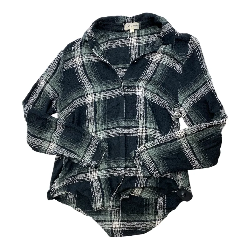 Top Long Sleeve By Cloth & Stone In Plaid Pattern, Size: M