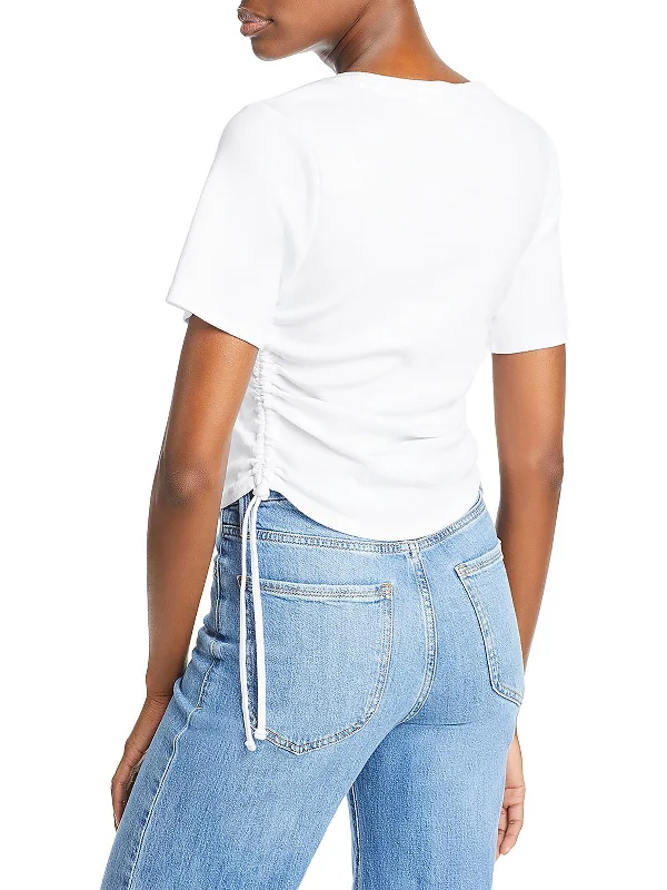 Modern Unisex Wardrobe Staples Catch Every Fashion Trend Womens Ruched Organic Cotton Pullover Top