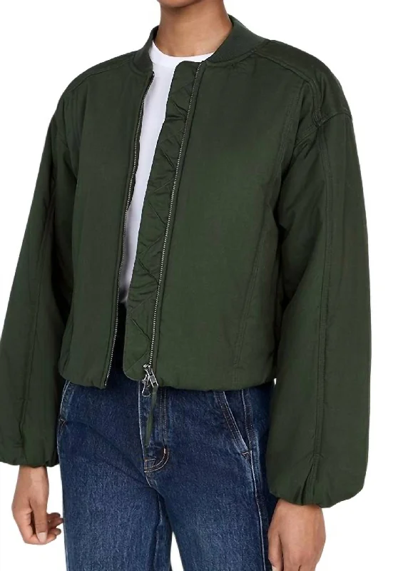 Women's Garments Bid Farewell To The Old Season Esteria Bomber Jacket In Ldgrn