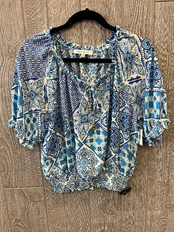 Blue Top Short Sleeve Rose And Olive, Size S