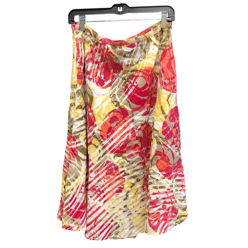 Skirt Midi By Chicos In Pink & Yellow, Size: M