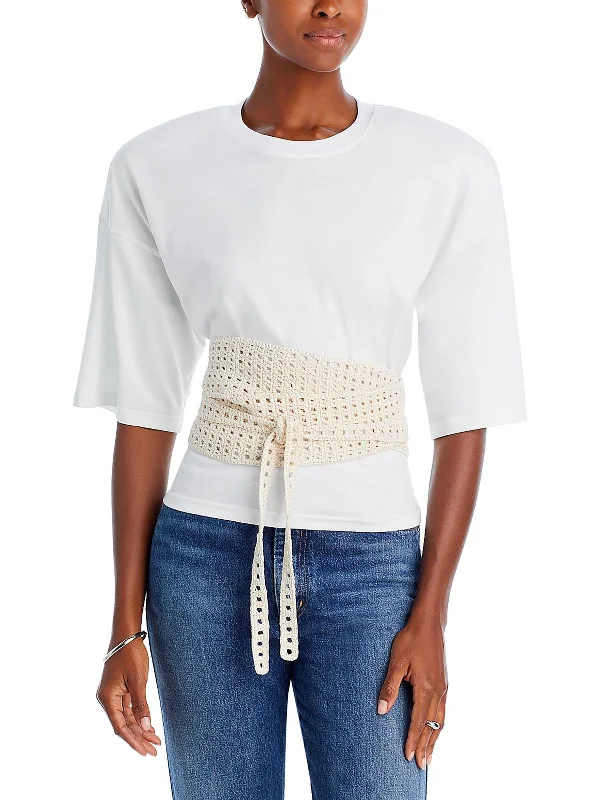 High-Quality Unisex Basics For Everyday Wear Absurdly Cheap Sale Plus Womens Crochet Tee Pullover Top