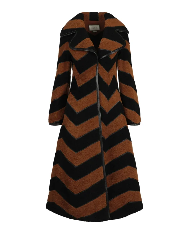 Women's Clothes And Apparel Spring Fashion Chevron Fur Coat