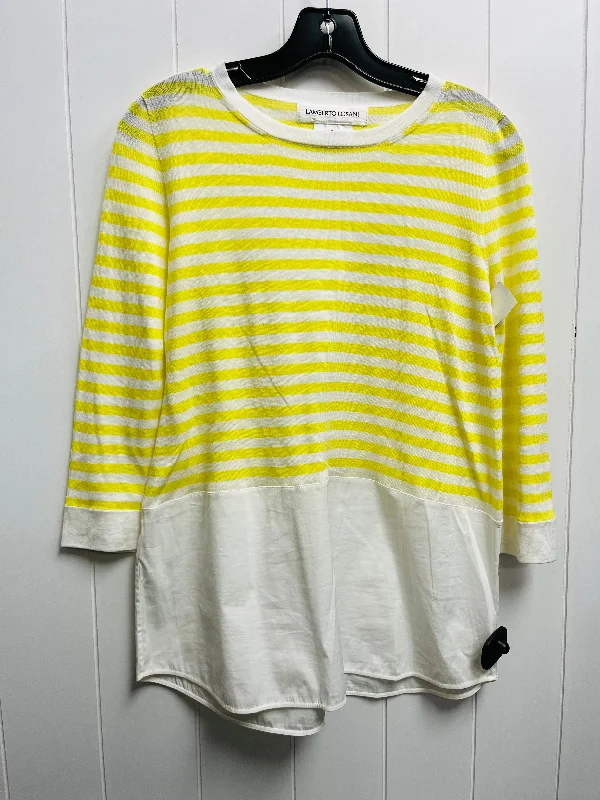 Top Long Sleeve By LAMBERTO LOSANI In White & Yellow, Size: S