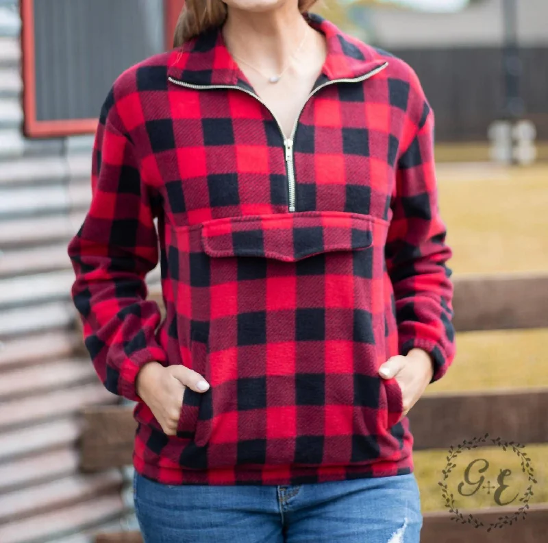 Modern Unisex Wardrobe Staples Snag Fabulous Fashion Bargains Checker Me Out Pullover With Pockets In Red Plaid Modern Unisex Wardrobe Staples Snag Fabulous Fashion Bargains Checker Me Out Pullover With Pockets In Red Plaid