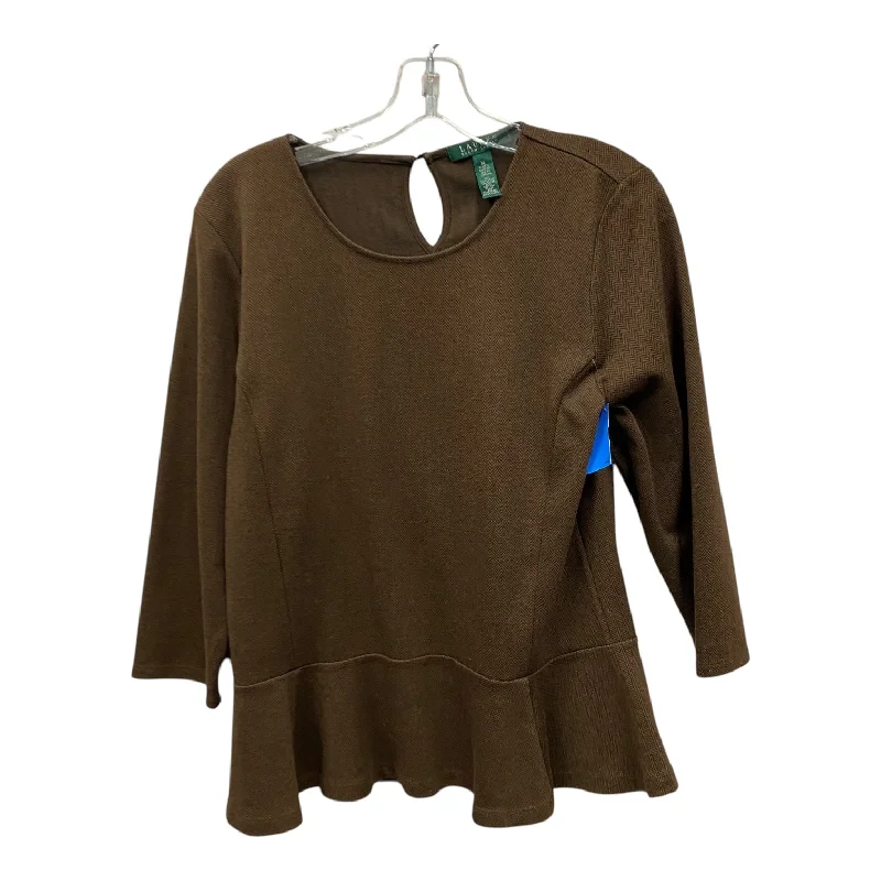 Top 3/4 Sleeve By Lauren By Ralph Lauren In Brown, Size:Xl