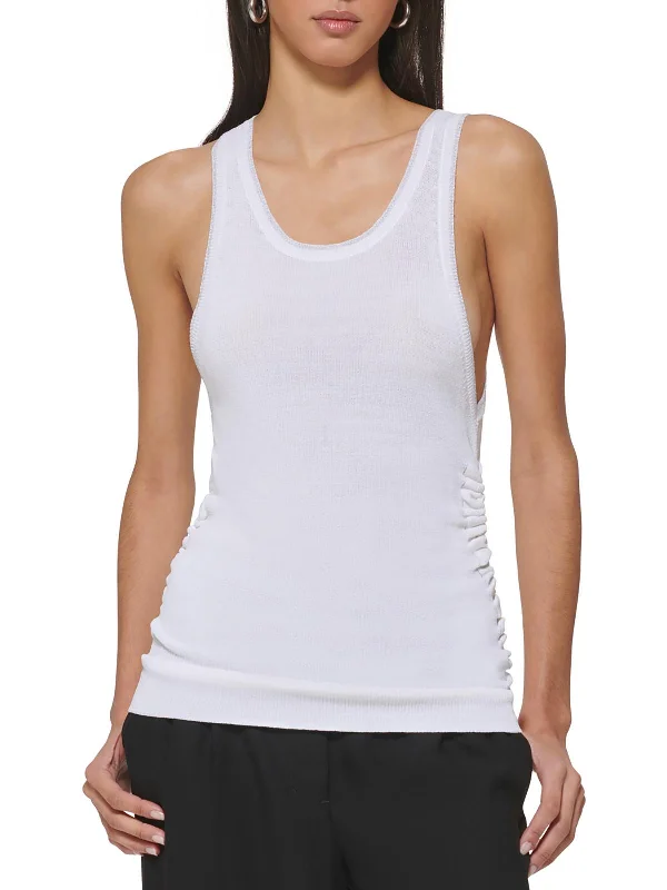 Breathable And Lightweight Unisex Wear Holiday Glam Womens Ribbed Scoop Neck Pullover Top
