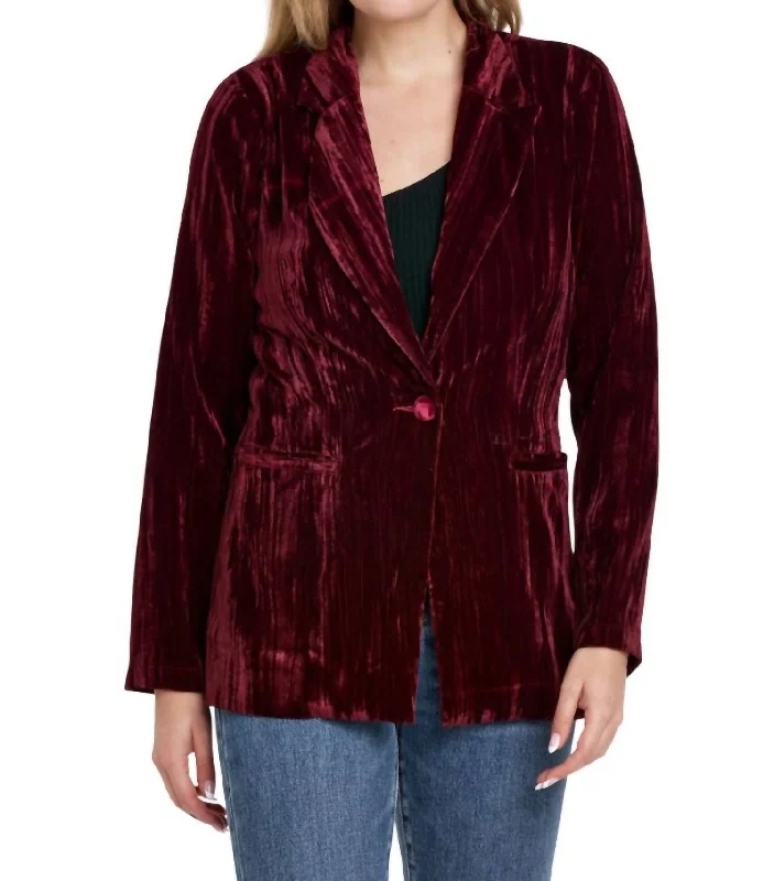 Wylie Velvet Blazer In Red Plum