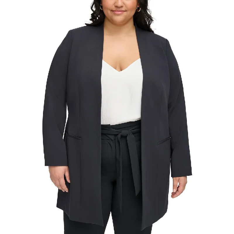 Plus Womens Suit Separate Office Open-Front Blazer