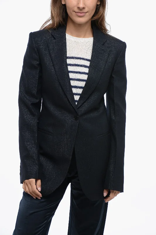 Stella McCartney Wool Check Motif Blazer with Lurex Detailing