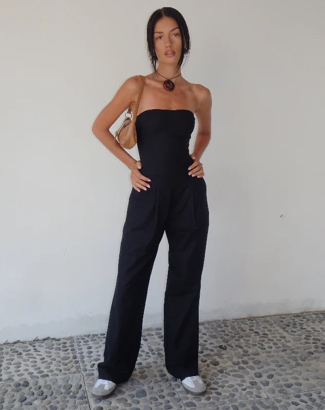 MOTEL X JACQUIE Kyaria Bandeau Jumpsuit in Black