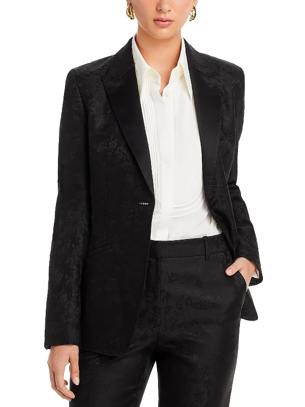 Womens Wool Suit Separate One-Button Blazer