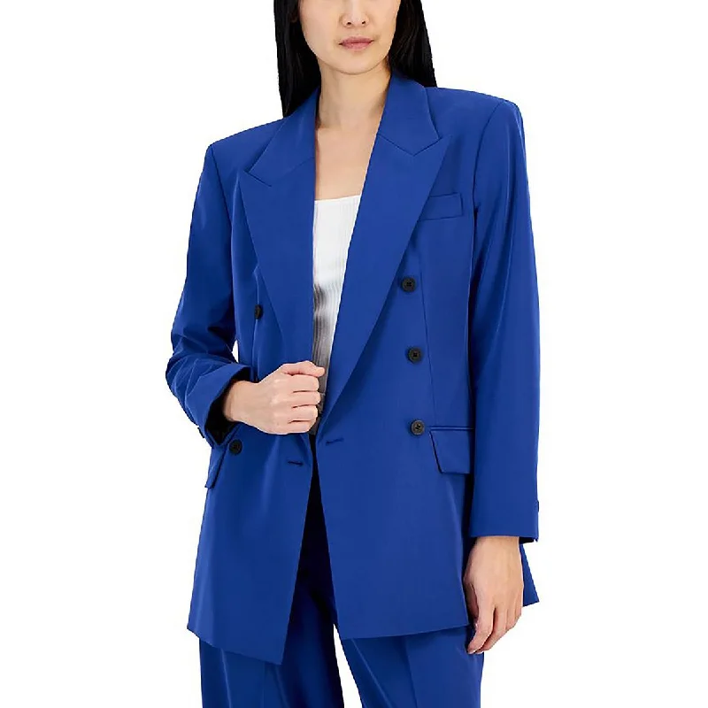 Womens Long Workwear Double-Breasted Blazer