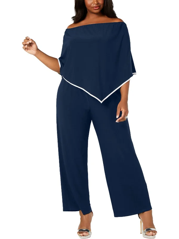 Plus Womens Wide Leg Cocktail Jumpsuit