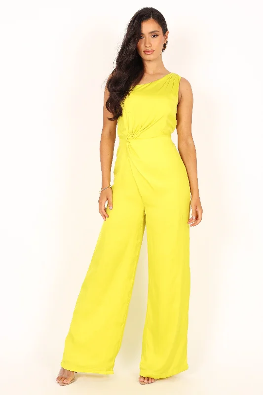 Isabel One Shoulder Jumpsuit - Lime