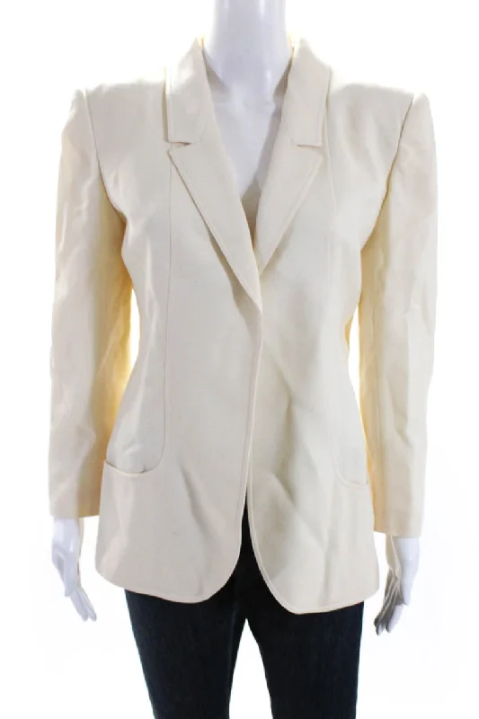 Valentino Boutique Women's Long Sleeves Lined Open Front Blazer Beige