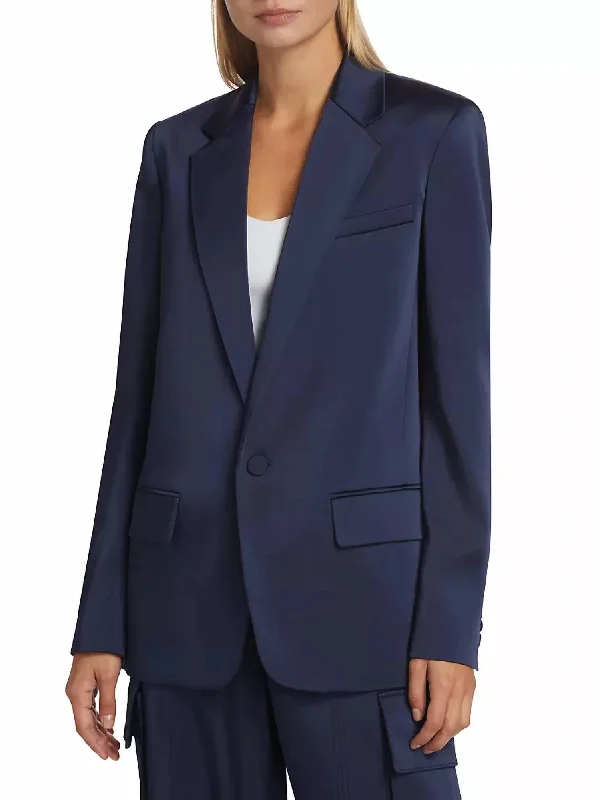 Axel Satin Jacket In Evening Blue