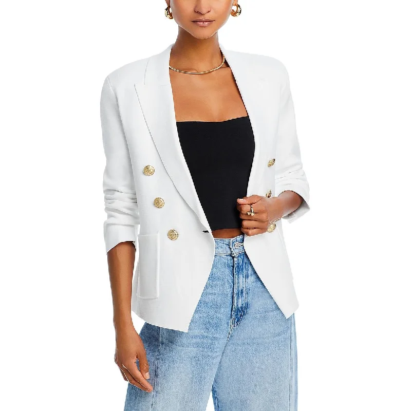 Womens Cotton Blend Office Double-Breasted Blazer