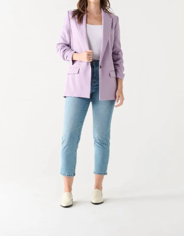 Ruched Sleeve Blazer In Lavendar