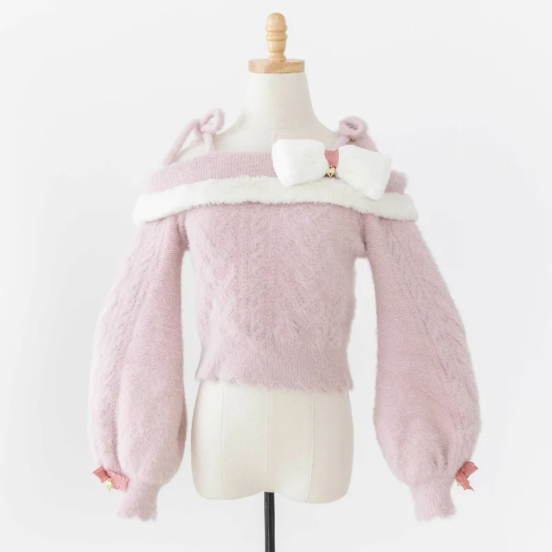 Vibrant Femme Fashion Women's Clothes For Special Occasions Lilia & Lace Bunny Ear Knit Sweater with Engraved Heart Charms (Pink) Vibrant Femme Fashion Women's Clothes For Special Occasions Lilia & Lace Bunny Ear Knit Sweater with Engraved Heart Charms (Pink)